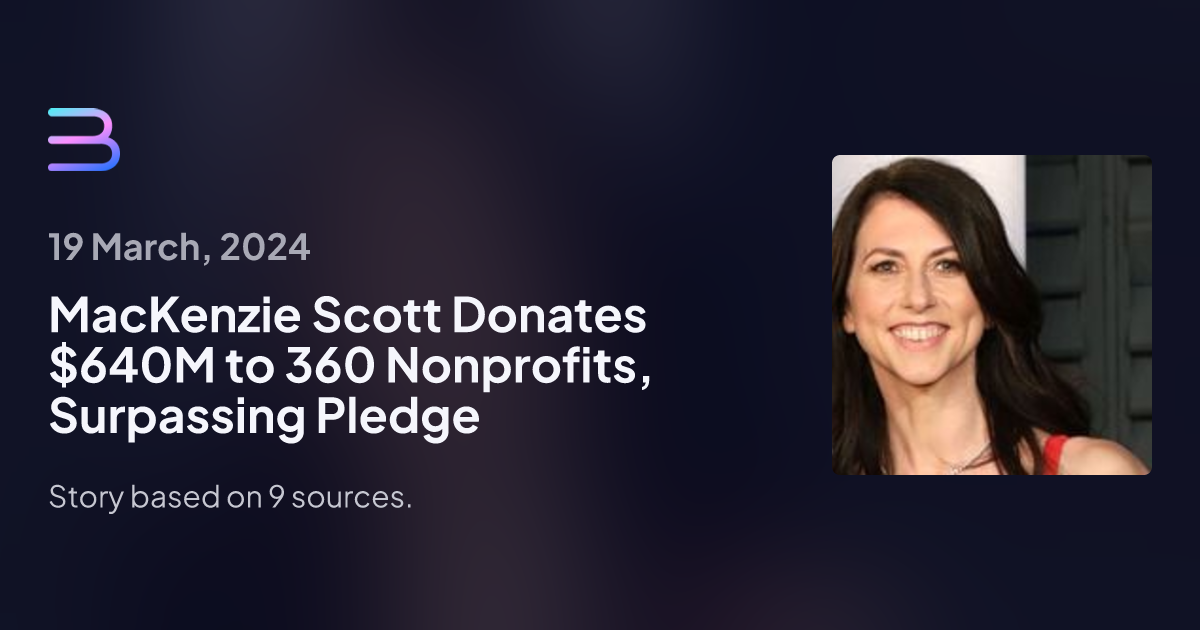 MacKenzie Scott Donates $640M to 360 Nonprofits, Surpassing Pledge | Brief